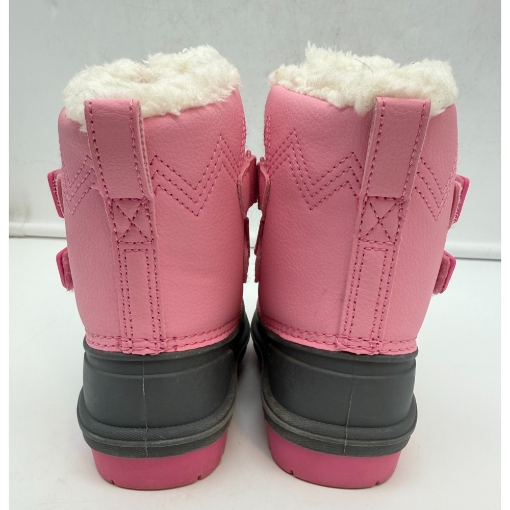 Cat & Jack Pink Grey Faux Fur Trim Winter Cute Snow Boots Toddler Girl's Size 5 - Picture 6 of 13